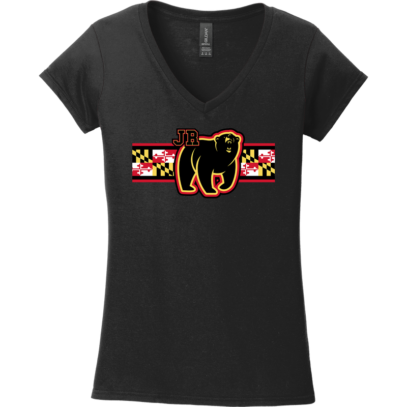 MD Jr. Black Bears Softstyle Ladies Fit V-Neck T-Shirt