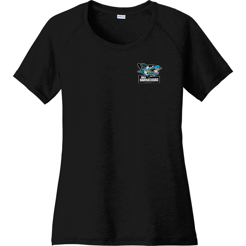 Boca Barracudas Ladies PosiCharge Tri-Blend Wicking Scoop Neck Raglan Tee